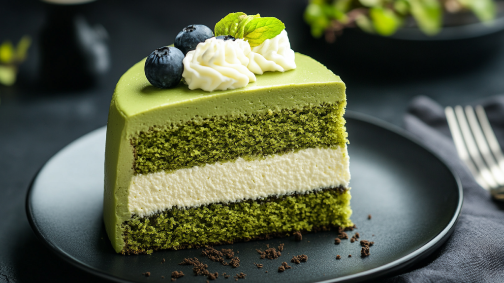 matcha mousse cake.