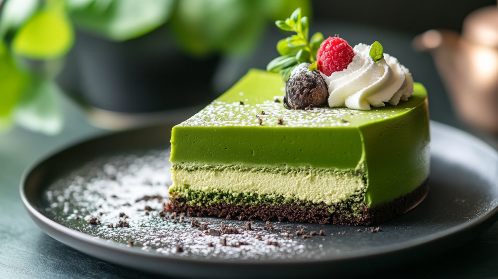 matcha mousse cake.